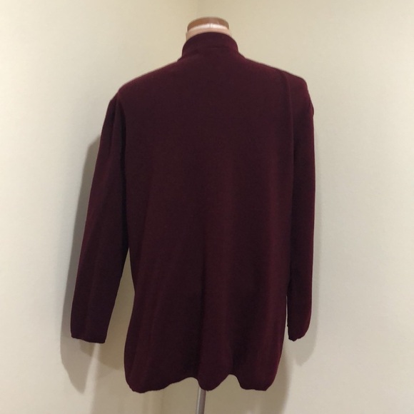 Saks Fifth Avenue The Works Cardigan Sweater Size Large Maroon Red Virgin Wool - Picture 5 of 10